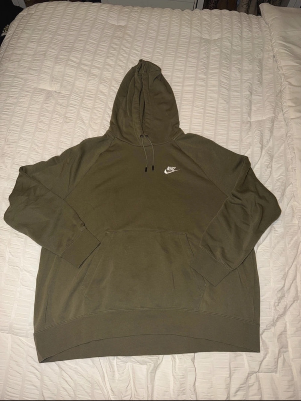 Nike Olive Hoodie with White Swoosh - Men's
